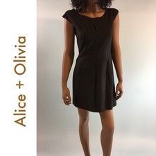 Alice + Olivia Black V-Neck Mini Dress