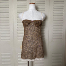 Vintage 90s D&G Dolce & Gabbana Leopard Lace Free Size Rare Designer From Japan