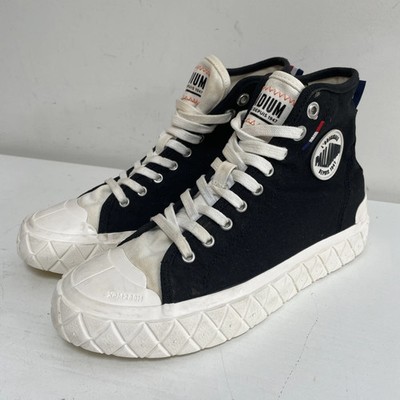 PALLADIUM PALLA ACE BLACK WHITE CANVAS HI TOP BASEBALL BOOTS SNEAKER UK 6 40