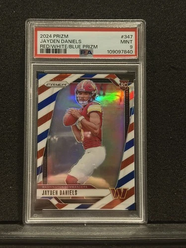 2024 Panini Prizm Jayden Daniels Rookie Red White & Blue Prizm PSA 9 MINT #347