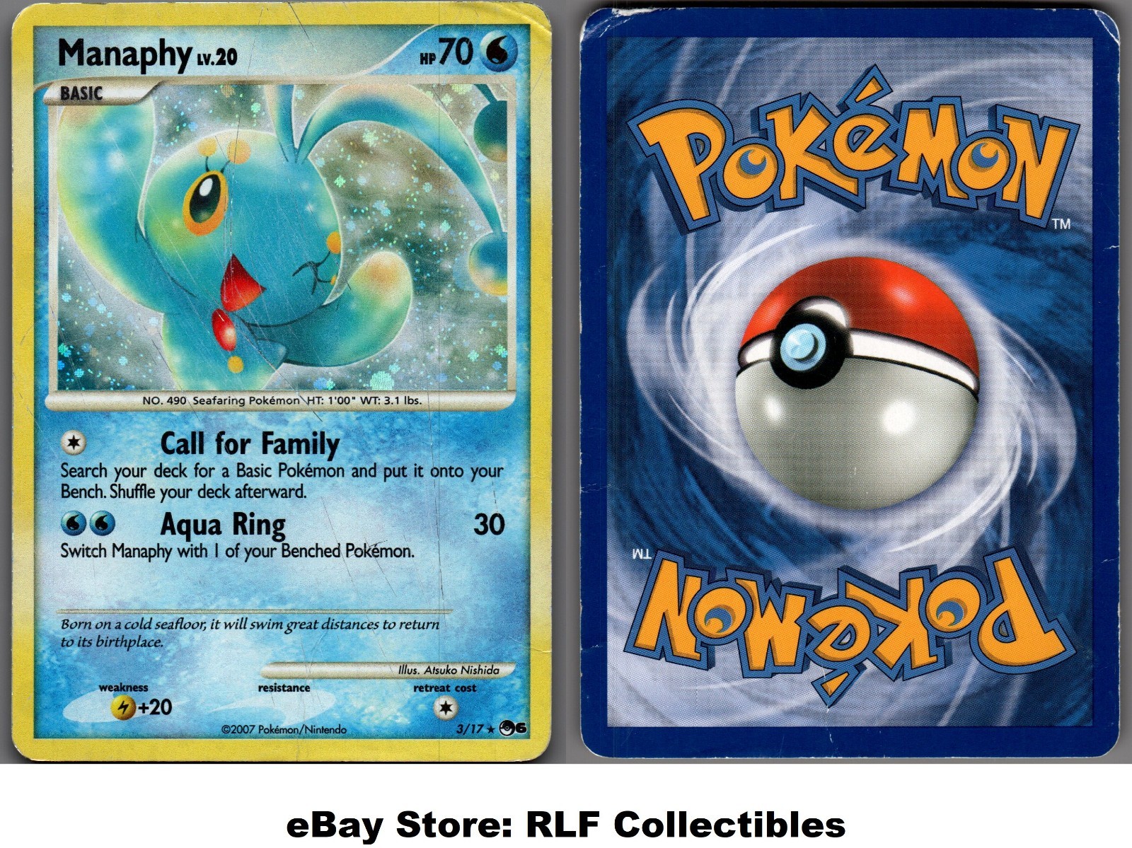 2007 Pokemon, POP Series 6, #3/17 Manaphy Lv. 20, Holo Rare