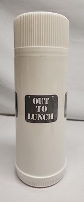 #ad Vintage Coffee Thermos Aladdin 12quot; Tall 1 Ouart White Plastic Out To Lunch $9.75