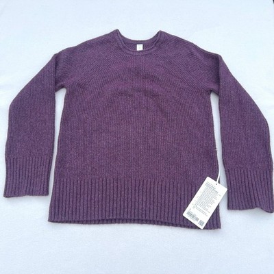 Lululemon Alpaca-Blend Crewneck Sweater Black Plum Purple LW3JBUS Small NWT
