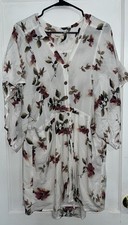 TwentyTen Floral Button-Down Belted Dress White Pink Green M