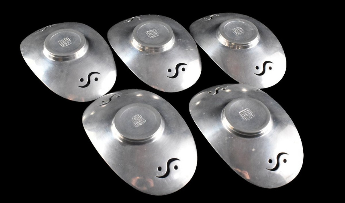 Y373: XF Japanese Tin TEA CUP TRAY 5pcs, Seijukyo