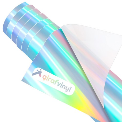 #ad #ad GIRAFVINYL Rainbow Silver Holographic Heat Transfer Vinyl 12 x 6ft Silver $14.16