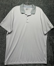 Nike Mens Size XL White Gray Short Sleeve Striped Golf Polo Shirt K6