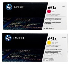 Genuine HP 651A Magenta  Yellow Toners CE342A CE343A SEALED BAG OPEN BOX