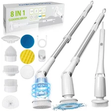 Electric Spin Scrubber, Cordless Cleaning Brush with 8 Replaceable Cleaner Br...