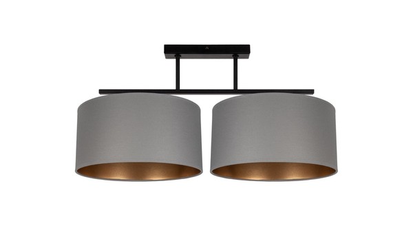 Deckenlampe Stoff Wohnzimmer Schwarz Grau Gold E27 70 Cm Lang Deckenleuchte Flur-image