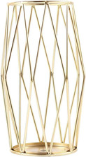 Gold Modern Flower Vase with Metal Frame, Desktop Clear Iron Vases, Mini Geometr