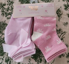 8 Pair Dream Pink Girl's Quarter Socks with Pink Bow Motif Size Small