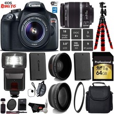 Canon EOS Rebel T6 DSLR Camera 18-55mm is II Lens  Flash  UV FLD CPL Filter...