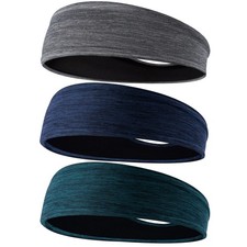 Men's Headbands, 3-Pack Head Band for Men, Sport Sweatbands for Running Fitne...