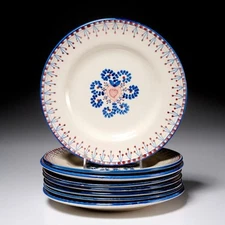 VL Lisbon Portugal Vintage Ceramic 9790 Dinner Plates 8 Pc Set B