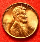 1947-P Lincoln Wheat Cent Penny GEM RED BU From an Original Bank Roll
