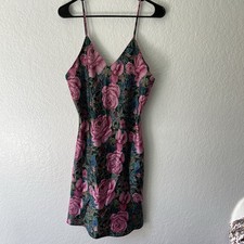 Vintage Erika Taylor Intimates Large Slip Dress Nighty Satin Floral Roses READ