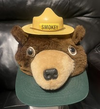 Vtg Smokey the Bear Hat Green Snapback 1980s Plush Trucker Mesh 3 West Zoo Colln