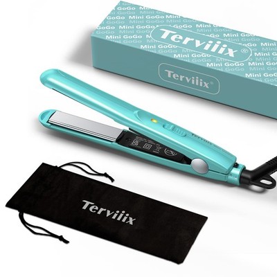 Terviiix Mini Haarglätter für kurze Haare, kleine Minigröße, blau 