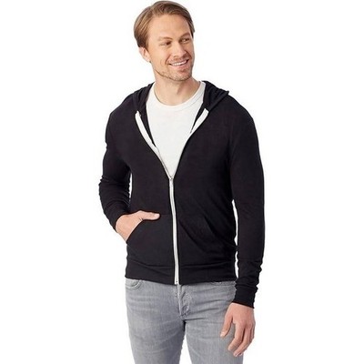 Alternative Apparel Eco-Fleece Full Zip Hoodie Black Men's Lightweight Comfort
