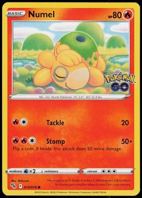Numel 013/078 Pokemon GO Common Near Mint Pokemon TCG