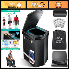Upgraded XL Portable Toilet for Adults - Tall Camping Potty with Lid Carry Bag