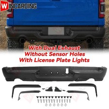 For 2019-2024 Ram 1500 Rear Step Bumper Assembly W Dual Exhaust Holes Black