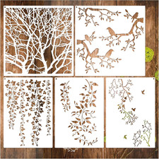 Tree Leaf Vine Stencils for Painting on Wood, Large Bird Branches Stencils for C