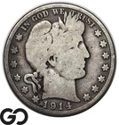 1914 Barber Half Dollar, Nice Full Rims, VG++ Tough Date