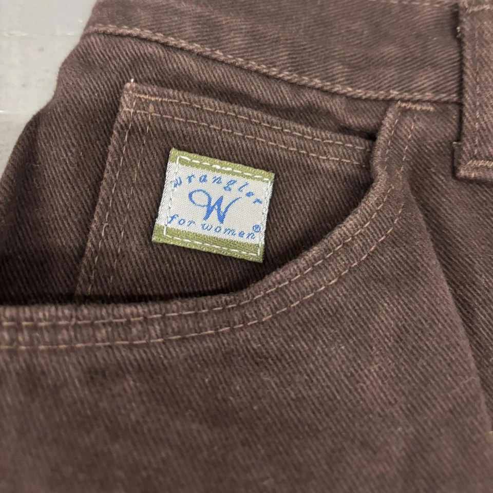 复古 90 年代牧马人女式棕色工作服裤子 100% 棉美国制造 16 码 — 第 4/4 张图片