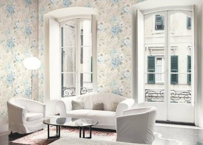 3 Rolls Floral Aquamarine Paper Non-Pasted Strippable Wallpaper Cover 168sq Ft