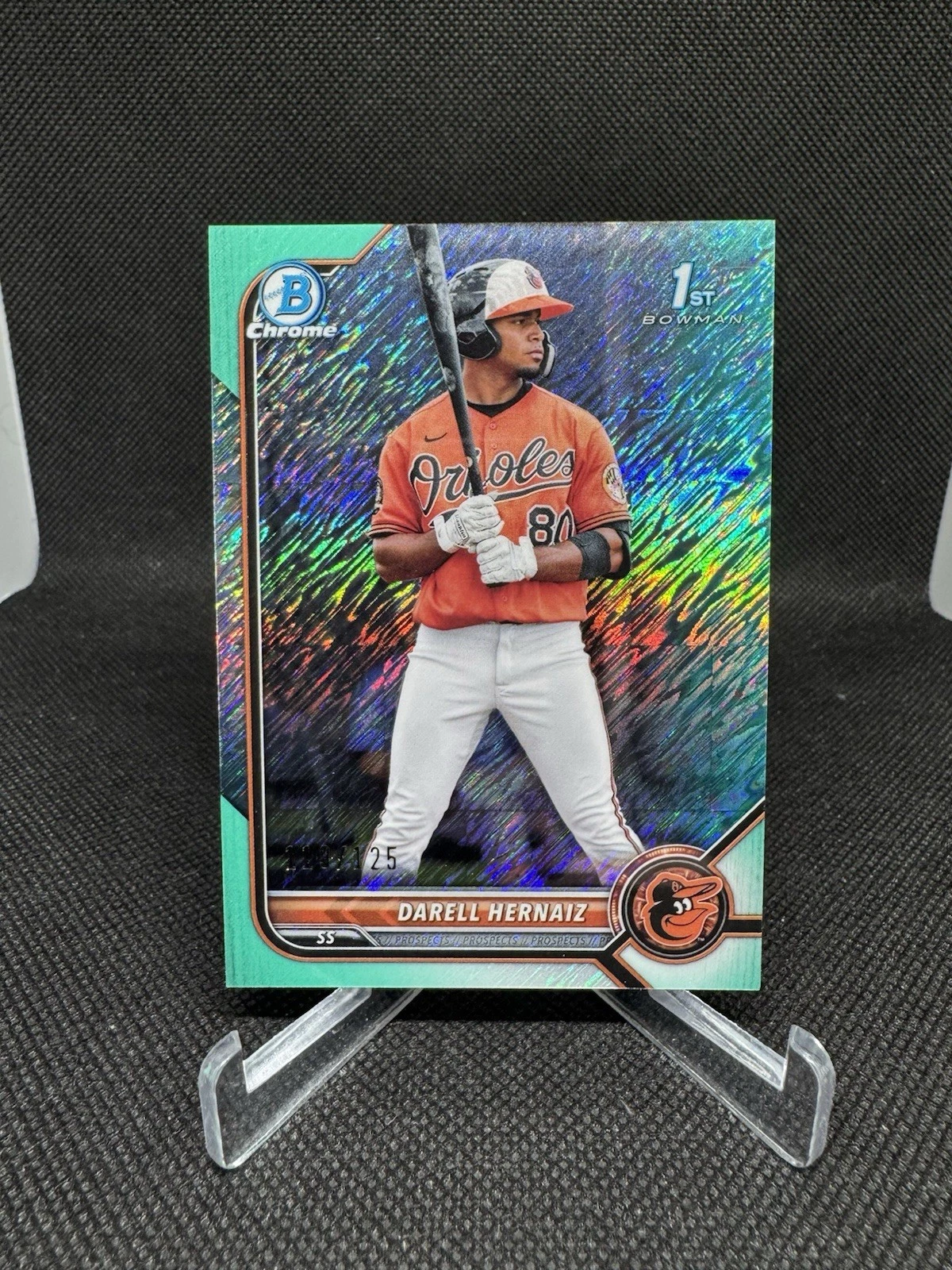 2022 Bowman Chrome Darell Hernaiz 1st Aqua Shimmer Refractor /125 #BCP-27 (RC)