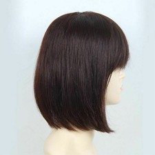 100 Real Human Hair Topper Toupee BOB Clip Hairpiece Bangs Top Wigs For Women