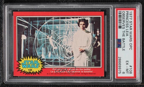 1977 OPC Star Wars #108 Princess Leia observes the battle!