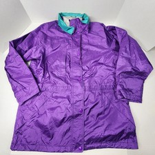 Vintage EDDIE BAUER Jacket Womens Lrg Purple Gore-Tex Hooded Windbreaker Rain