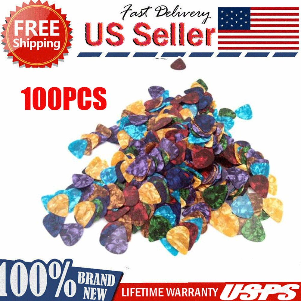 100-Pack 0.46mm Colorful Celluloid Guitar Picks for Acoustic & Electric