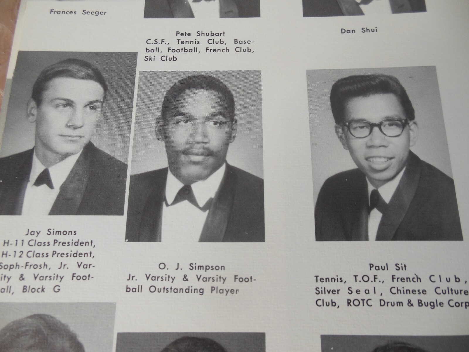 O. J. SIMPSON/ORIGINAL 1965 GALILEO HIGH SCHOOL YEARBOOK/SAN FRANCISCO