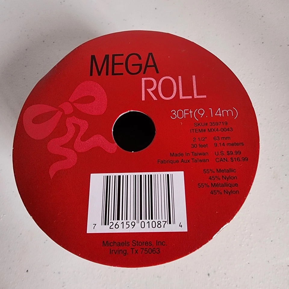 Mega Roll fita com fio Bowtique ouro metálico semi transparente 2 1/2" x 30 pés coroa de flores - Imagem 4 de 4