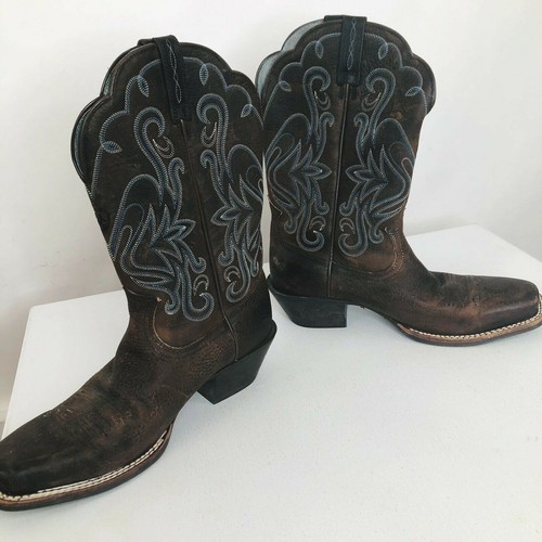 ARIAT - Western Legend Rowdy ATS Womens Sz.8.5B - Brown Cowboy Boots - Picture 2 of 11