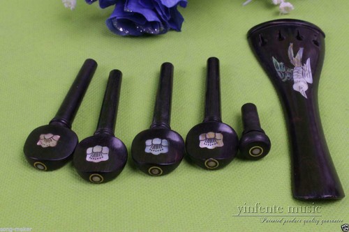 Kit de violín 4/4 para violín clavija extremo pasador barbilla reposapiés ébano violín - Imagen 2 de 6