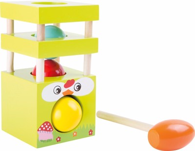 ''Henne'' Perlenhammerturm - Klopfhenne Zug Motorik Holz bunt Spielzeug NEU