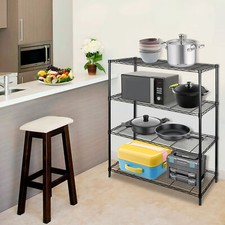 4-Shelf Adjustable Heavy Duty Steel Wire Rack Storage Shelving Organizer Black