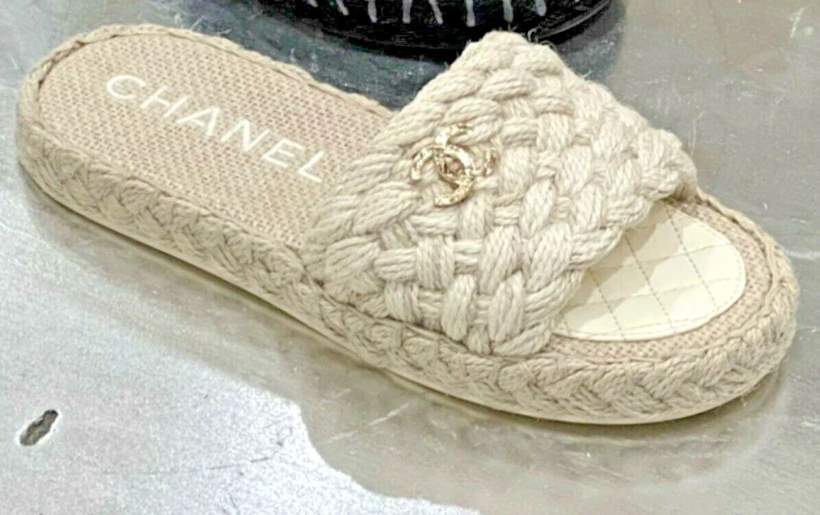 beige chanel mules