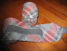 NEW set of 2 coral/grey plaid horse polo wraps horse/pony leg wraps 