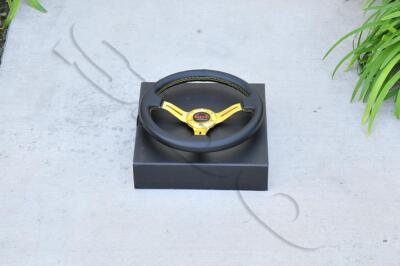 Universal PVC Leather 330mm Drifting 6 Bolt 2.5'' Deep Dish Steering Wheel Gold