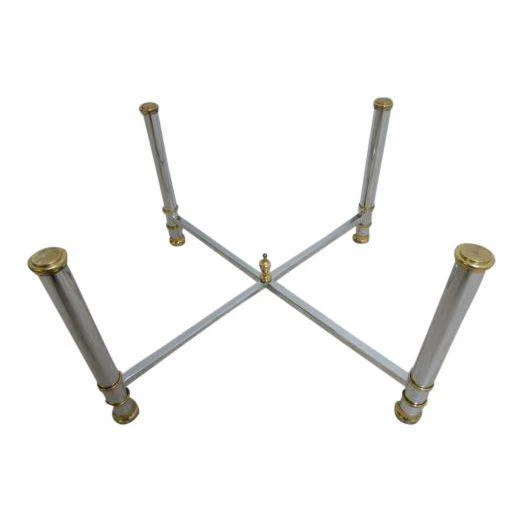 Vintage French Regency Chrome Brass Coffee Table Base - Image 2 of 4