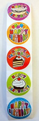 100 Happy Birthday Stickers Party Favors Teacher Supply envelope seals 