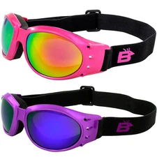 Birdz Eyewear Eagle Padded Motorcycle Goggles 2 Pair Pink & Purple Frame & Lens