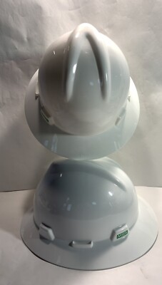 Two! Medium MSA Full Brim Hard Hats Type 1 Class E Pinlock 4-point V-GARD 454733