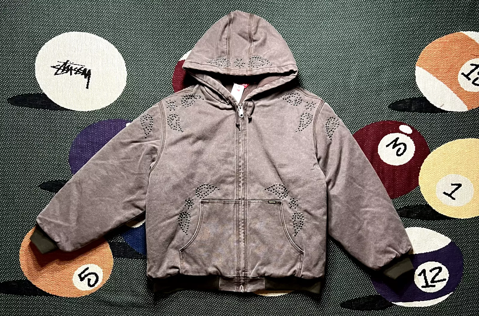 Veste de travail cloutée Supreme Paisley marron taille extra large flambant neuve